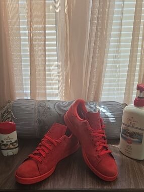 Men's Adidas Red Suede Low-Top Sneakers